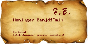 Heninger Benjámin névjegykártya